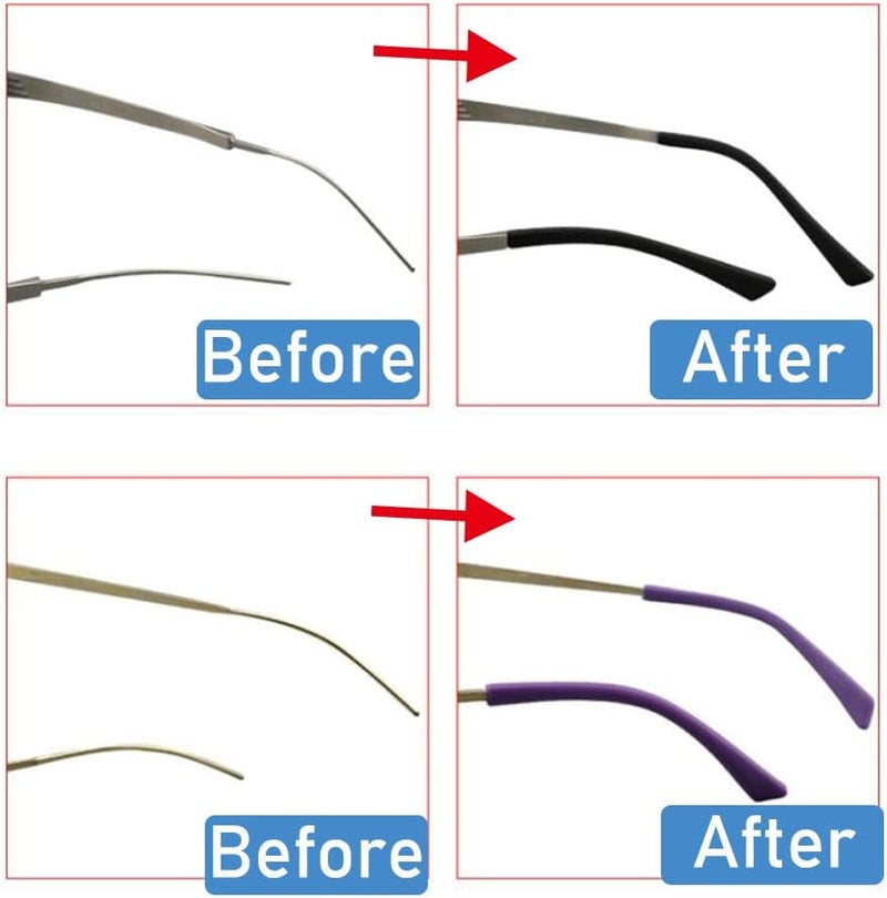 OPUGIT Eyeglass Replacement Temples,Silicone Glasses End Tips Ear Sock Pieces Sleeve for Thin Metal Glasses Legs,8 Pairs - Image 5